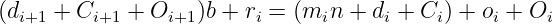 (di+1 + Ci+1 + Oi+1)b + ri = (min + di + Ci) + oi + Oi